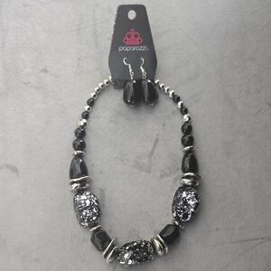 Paparazzi Black and Silver Beaded Necklace Set